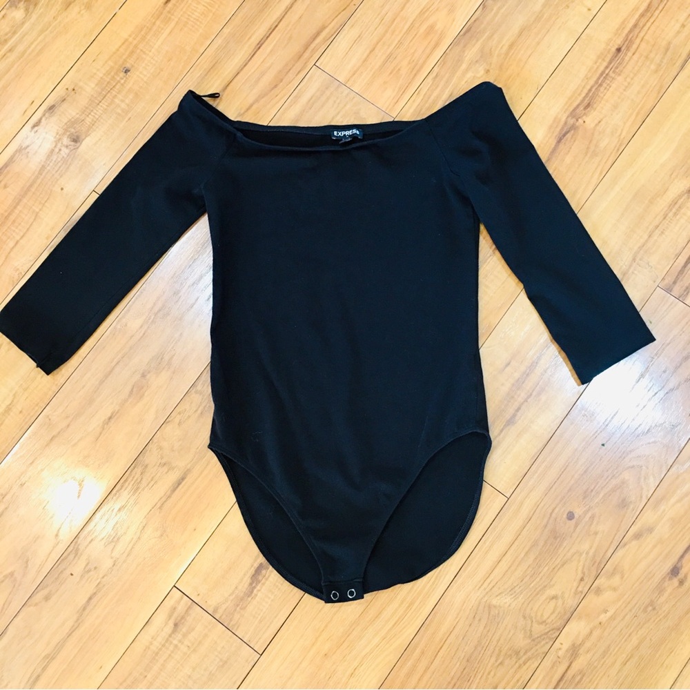 Express Black bodysuit one piece 3/4 sleeve trending preppy small